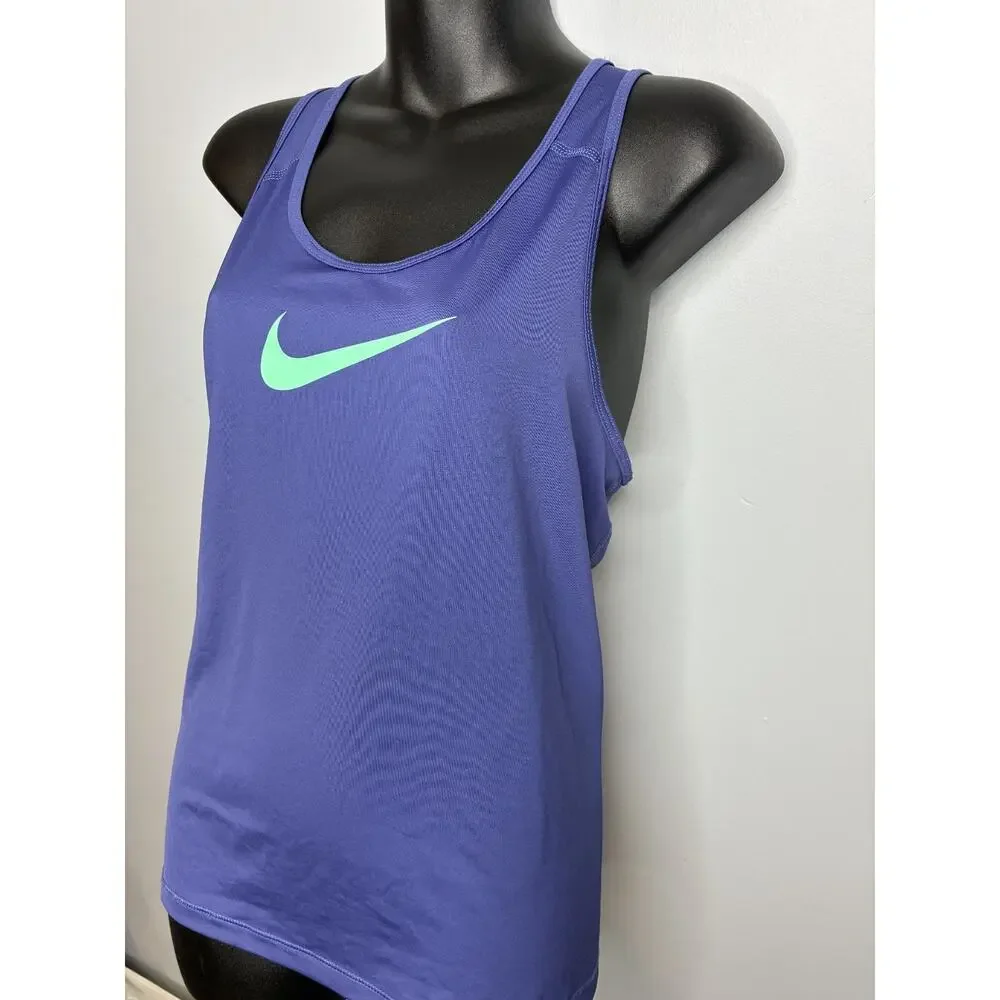 Nike Dri Fit Women's Large Purple Tank with Teal Logo